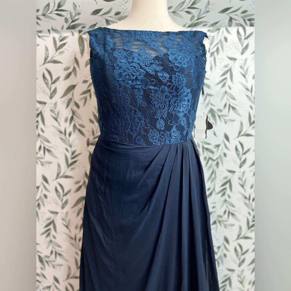 Elegant High Neck Lace Chiffon Bridesmaid WeddingGuest Evening Gown Sz XL NWT #7 - Picture 11 of 14